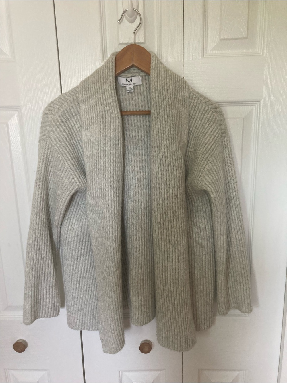 MAGASCHONI Gray Open-Front Cardigan Sweater Fits S–L, Oversize style.